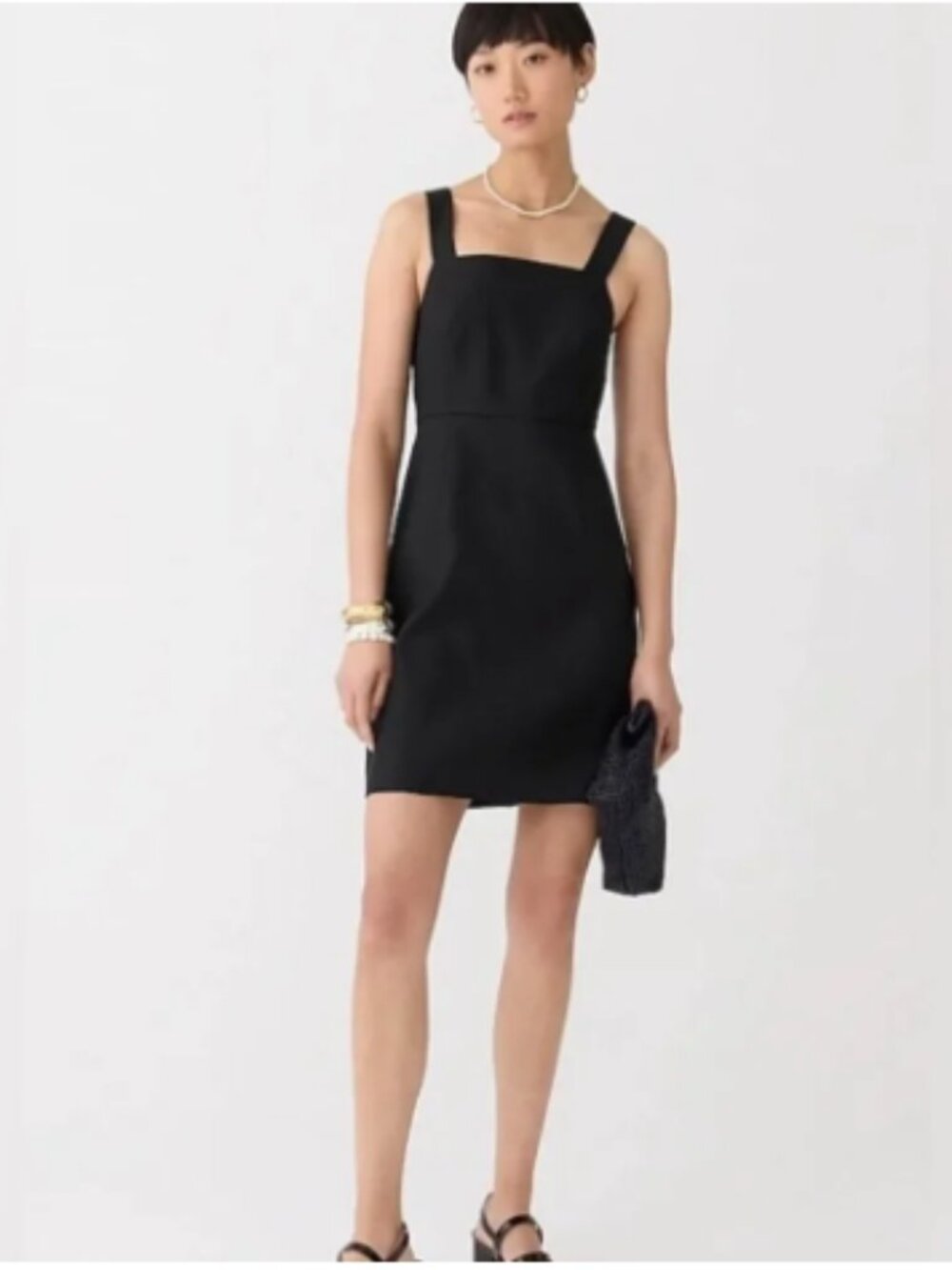 J. Crew Squareneck A-line Dress in Stretch Linen Blend